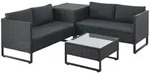 Juskys Loungegarnitur, Schwarz, Kunststoff, 4, Loungem&ouml;bel, Gartenlounge-Sets