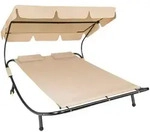 tectake Gartenliege, Schwarz, Beige, Kunststoff, 185x175x195 cm, Gartenm&ouml;bel,
