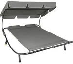 tectake Gartenliege, Schwarz, Grau, Kunststoff, 185x175x195 cm, Gartenm&ouml;bel,