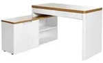 Eckschreibtisch, Wei&szlig;, Eiche, Holzwerkstoff, 118x76x140 cm, seitenverkehrt