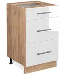 Vicco K&uuml;chenunterschrank, Wei&szlig; Hochglanz, Honigeiche, Holzwerkstoff, 3...