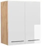 Vicco H&auml;ngeschrank, Wei&szlig; Hochglanz, Honigeiche, Holzwerkstoff, 3 F&auml;cher,