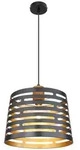 Globo H&auml;ngeleuchte Ablona, Natur, Schwarz, Gold, Holz, Metall, 120 cm, Lampen &