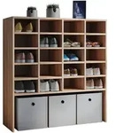 Mid.you Schuhregal, Eiche, Holzwerkstoff, 16 F&auml;cher, 92x99x33 cm, Garderobe,