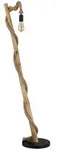Globo Stehleuchte Ulleu, Braun, Natur, Schwarz, Holz, Metall, Kunststoff,