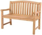 Gardenson Gartenbank, Natur, Holz, Teakholz, Hartholz, 2-Sitzer, 120x94x57 cm,