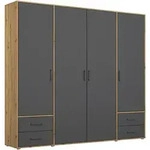 Rauch M&ouml;bel Dreht&uuml;renschrank, Grau, Eiche Artisan, Holzwerkstoff, 5 F&auml;cher, 4