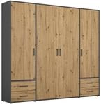 Rauch M&ouml;bel Dreht&uuml;renschrank Voyager 0380, Grau, Eiche Artisan, Holzwerkstoff, 5