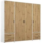 Rauch M&ouml;bel Dreht&uuml;renschrank, Wei&szlig;, Eiche Artisan, Holzwerkstoff, 5 F&auml;cher, 4