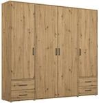 Rauch M&ouml;bel Dreht&uuml;renschrank, Eiche Artisan, Holzwerkstoff, 5 F&auml;cher, 4