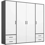 Rauch M&ouml;bel Dreht&uuml;renschrank, Grau, Wei&szlig;, Holzwerkstoff, 5 F&auml;cher, 4 Schublade(n)