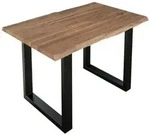 SAM Esstisch, Beige, Metall, Echtholz,Akazie, Quadratisch,Rechteckig, U-Form,