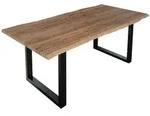 SAM Esstisch, Beige, Metall, Echtholz,Akazie, Quadratisch,Rechteckig, U-Form,