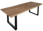 SAM Esstisch, Beige, Metall, Echtholz,Akazie, Quadratisch,Rechteckig, U-Form,