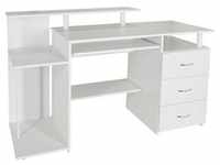 Mid.you Schreibtisch, Weiß, Holzwerkstoff, 3 Schubladen, rechteckig, 60x89x137 cm,