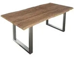 SAM Esstisch, Beige, Metall, Echtholz,Akazie, Quadratisch,Rechteckig, U-Form,