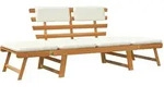 vidaXL Gartenbank, Creme, Holz, F&uuml;llung: Polyester, 190x75x68 cm, Gartenm&ouml;bel,