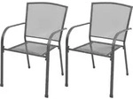 vidaXL Stapelsessel, Grau, Metall, 61x87x55 cm, Gartenm&ouml;bel, Gartenst&uuml;hle,