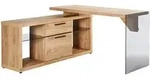 Mid.you Eckschreibtisch, Eiche, Glas, Holzwerkstoff, 2 Schublade(n) Schubladen,