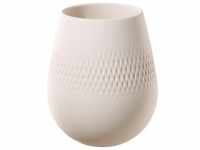 Villeroy & Boch Vase Collier Blanc, Creme, Keramik, bauchig, 14 cm, zum Stellen,