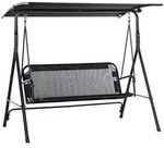 Outsunny Hollywoodschaukel,, Schwarz, Metall, 110x155x172 cm, Gartenm&ouml;bel,