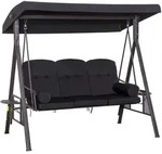 Outsunny Hollywoodschaukel,, Schwarz, Metall, 206x183x116 cm, Gartenm&ouml;bel,