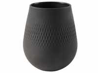 Villeroy & Boch Vase Manufacture Collier, Schwarz, Keramik, bauchig, 14 cm, zum