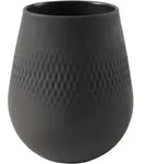Villeroy & Boch Vase Manufacture Collier, Schwarz, Keramik, bauchig, 14 cm, zum