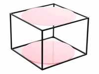 Beistelltisch, Rosa, Schwarz, Metall, Glas, rund, 50x36x50 cm, einfacher Aufbau,