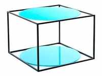 Beistelltisch, Blau, Schwarz, Metall, Glas, rund, 50x36x50 cm, einfacher Aufbau,