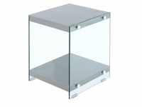 Beistelltisch, Grau, Glas, Holzwerkstoff, quadratisch, 35x45x35 cm, einfacher Aufbau,