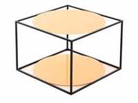 Beistelltisch, Schwarz, Orange, Glas, Metall, rund, 50x36x50 cm, einfacher Aufbau,