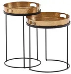 Mid.you Beistelltischset, Gold, Metall, 2-teilig, rund, rund, 32.5x53x32.5 cm,