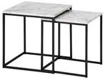 Mid.you Satztisch, Schwarz, Wei&szlig;, Holzwerkstoff, 2-teilig, Marmoroptik, quadratisch,