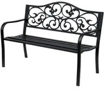 Outsunny Gartenbank,, Schwarz, Metall, 60x89x127 cm, Gartenm&ouml;bel, Gartenb&auml;nke