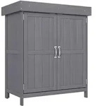 Outsunny Gartenschrank, Grau, Holz, 43x88x74 cm, Aufbewahrung & Schutzh&uuml;llen,