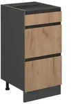 Vicco K&uuml;chenunterschrank, Honigeiche, Anthrazit, Holzwerkstoff, 3 F&auml;cher, 3