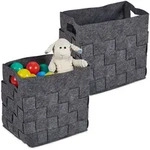 Relaxdays 2Xaufbewahrungskorb, Grau, Textil, 30x30x24 cm, Ordnen & Aufbewahren,