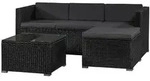 Juskys Loungegarnitur, Schwarz, Dunkelgrau, Kunststoff, 3, Loungem&ouml;bel,