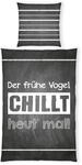 Herding Jugendbettw&auml;sche Spr&uuml;che, Grau, Schwarz, Wei&szlig;, Textil, Schriftzug,...