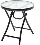Outsunny Gartentisch,, Schwarz, Metall, Glas, 45x50x45 cm, Gartenm&ouml;bel,