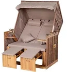 Outsunny Strandkorb, Beige, Kunststoff, 79x150x118 cm, Gartenm&ouml;bel, Strandk&ouml;rbe