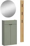 Garderobe GW-Ameca, Gr&uuml;n, Eiche, Glas, Holzwerkstoff, 3-teilig, 86x200x22 cm,
