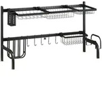 Homcom Geschirrabtropfgestell,, Schwarz, Metall, 30x52x93 cm, Kochen, K&uuml;chenhelfer,