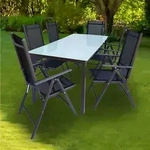 Gardenson Gartentischgruppe, Metall, Glas, Textil, rechteckig, A-Form, St&uuml;hle
