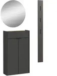 Garderobe GW-Ameca, Graphit, Eiche, Glas, Holzwerkstoff, 3-teilig, 86x200x22 cm,