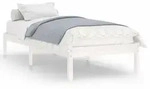 vidaXL Massivholzbett, Wei&szlig;, Leder, 90x200 cm, Schlafzimmer, Betten
