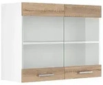 Vicco K&uuml;chenglasschrank, Sonoma Eiche, Wei&szlig;, Holzwerkstoff, 1 F&auml;cher, Rechteckig,