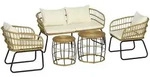 Outsunny 5, Beige, Kunststoff, Gartenm&ouml;bel, Gartenm&ouml;bel-Sets
