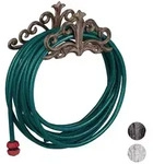 Relaxdays Schlauchhalter, Dunkelbraun, Metall, 36x15x15 cm, Gartenzubeh&ouml;r,
